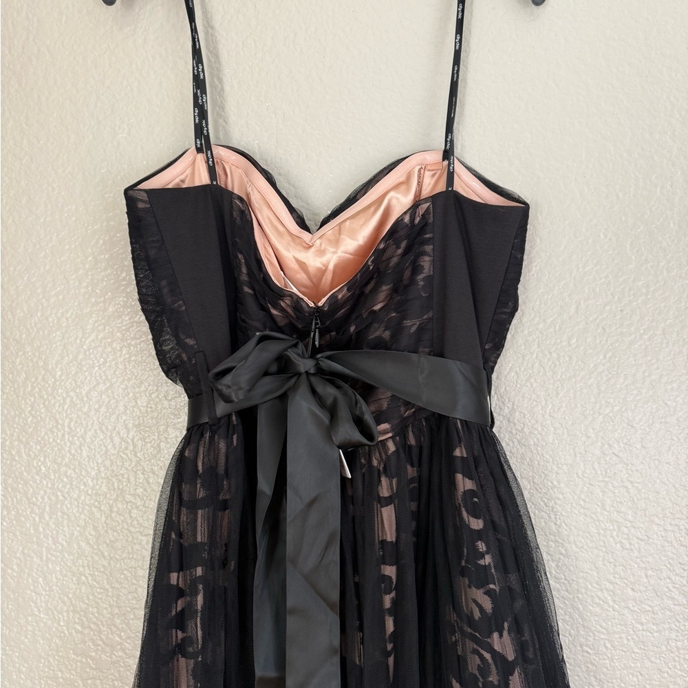 City Chic Plus Size Black & Nude Lace Maxi Dress with Embellished Belt - Picture 5 of 6